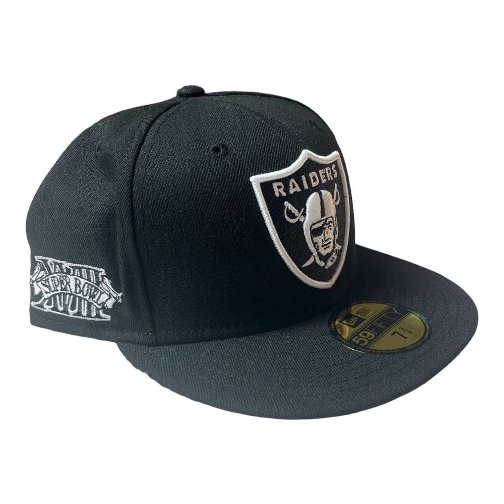 Raiders Fitted 7 3/4 New Era 59fifty Super Bowl XVIII Patch Black Hat NWOT